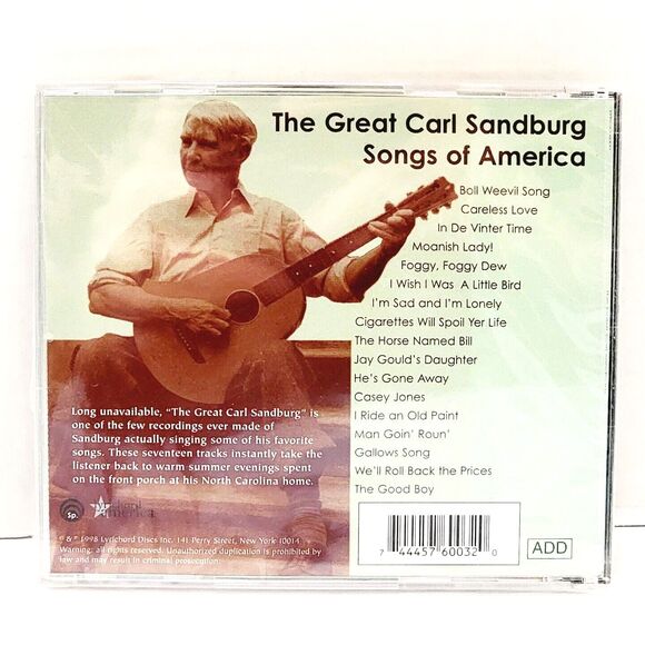 The Great Carl Sandburg Songs Of America CD Music Compact Disc NEW Sealed 1999 - Picture 2 of 8